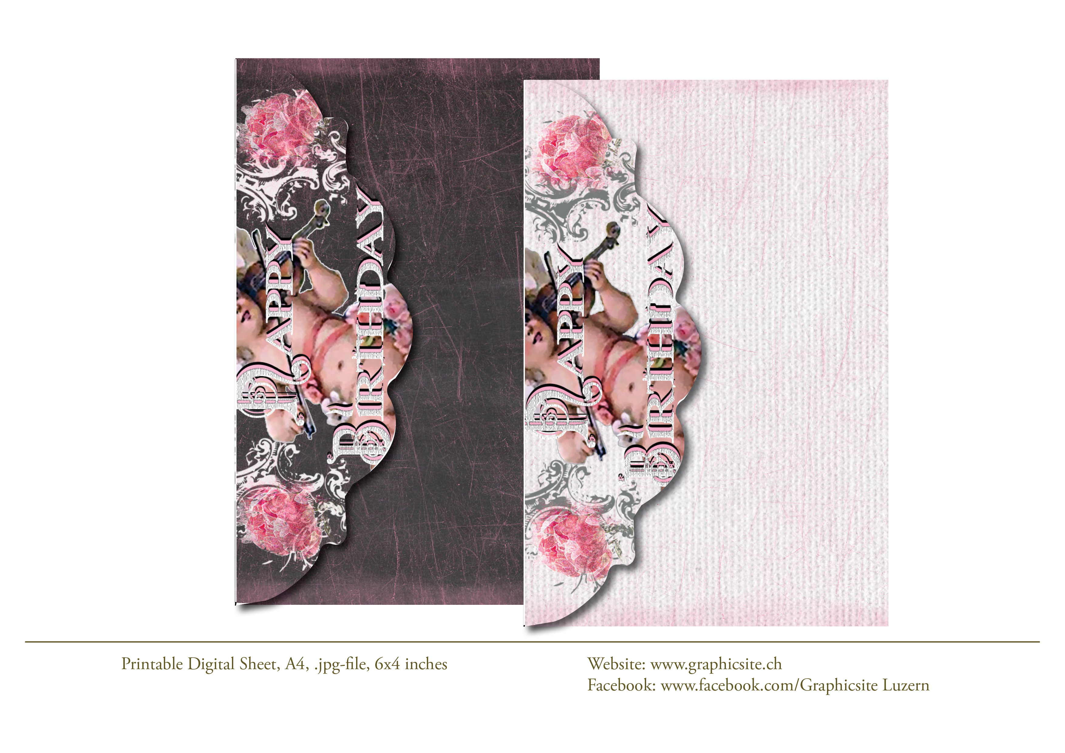 Printable Sheets - Envelopes 6x4 inches - BlackWhite, Angel, Roses